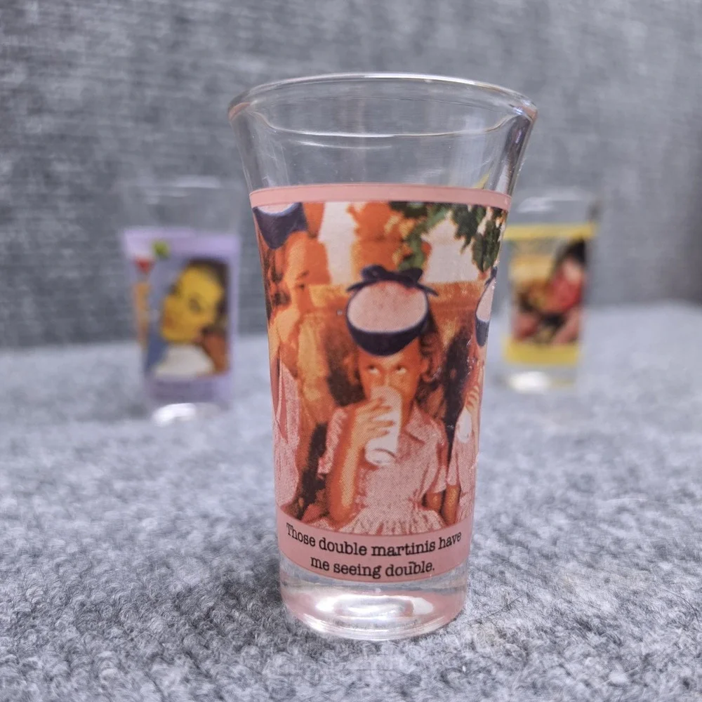 Vintage Anne Taintor Shot Glasses Set of 4 Retro 1950s Funny Humorous Barware